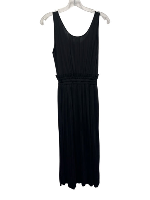 A.L.C. Size XS Black Polyester Sleeveless Smocked Waist Micropleat Crinkle Dress Black / XS