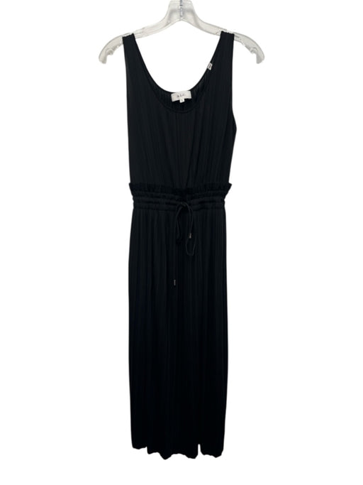 A.L.C. Size XS Black Polyester Sleeveless Smocked Waist Micropleat Crinkle Dress Black / XS