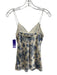 Cami NYC Size XXS Cream & Blue Silk Spaghetti Strap Floral Print V Neck Tank Top Cream & Blue / XXS