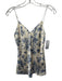 Cami NYC Size XXS Cream & Blue Silk Spaghetti Strap Floral Print V Neck Tank Top Cream & Blue / XXS