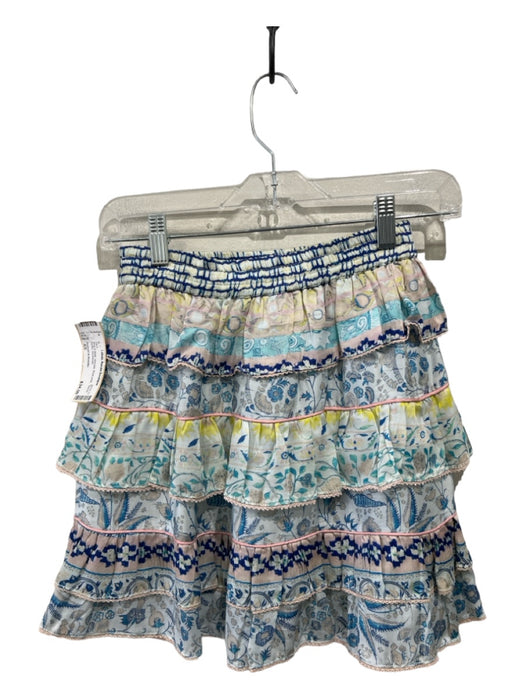 Hemant & Nandita Size XS Blue & Multi Viscose floral print Tiered Ruffle Skirt Blue & Multi / XS