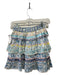 Hemant & Nandita Size XS Blue & Multi Viscose floral print Tiered Ruffle Skirt Blue & Multi / XS