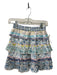 Hemant & Nandita Size XS Blue & Multi Viscose floral print Tiered Ruffle Skirt Blue & Multi / XS