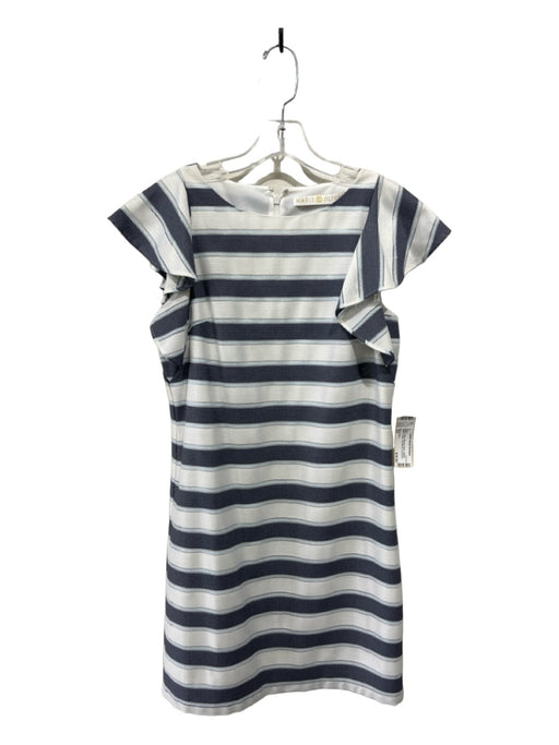 Marie Oliver Size XS White & Blue Missing Fabric Striped Netted Ruffle Dress White & Blue / XS