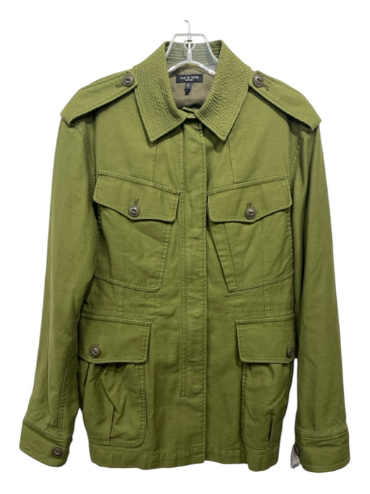 Rag & Bone Size S Green Polyester & Cotton Zip Up Epaulettes Utility Jacket Green / S