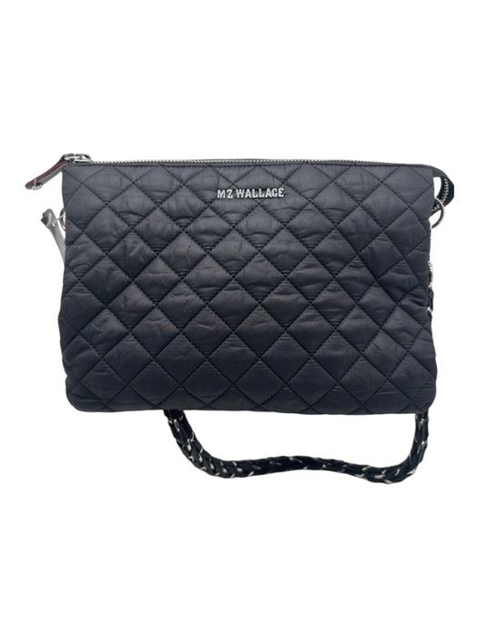 MZ Wallace Black Quilted Diamante Zip Close silver hardware Crossbody Bag Black / S