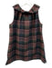 Ann Mashburn Size Small Green, Red, Blue print Ruffle Neck Plaid Back Tie Top Green, Red, Blue print / Small