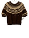 Zara Size Large Brown, Cream, Tan Wool Blend Short Puff Sleeve Ribbed Sweater Brown, Cream, Tan / Large