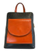 Divina Firenze Black & Orange Leather Zip Close Color Block Gold Hardware Bag Black & Orange / Medium