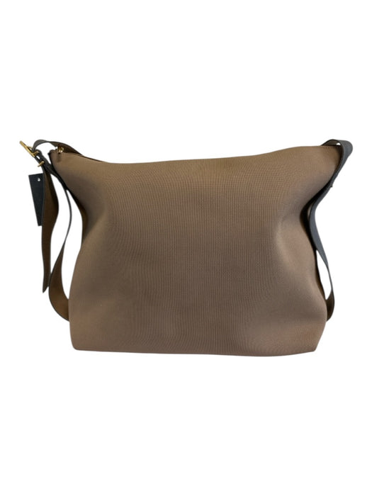 Cuyana Tan & Gray Viscose Blend Zip Close Woven Outer Pockets Bag Tan & Gray / Large