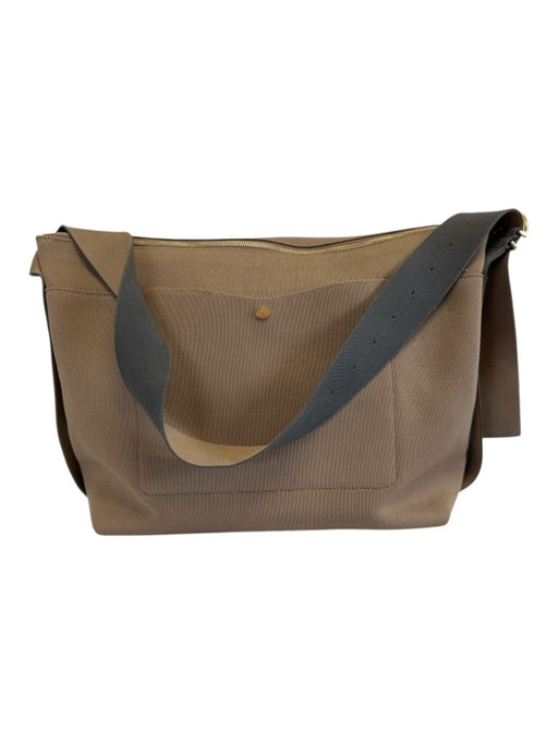 Cuyana Tan & Gray Viscose Blend Zip Close Woven Outer Pockets Bag Tan & Gray / Large