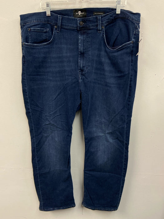 7 For All Mankind Size 42 medium dark wash Cotton Blend Solid Jean Men's Pants