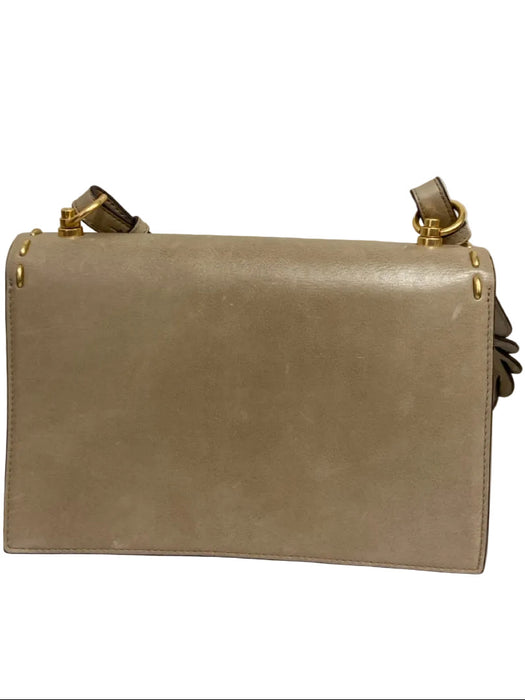 Tory Burch Taupe Brown Leather Braided Strap Shoulder Bag Gold Hardware Bag