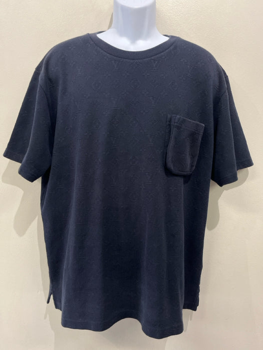 Louis Vuitton Size XXL Navy Blue Cotton All Over Print Men's Short Sleeve