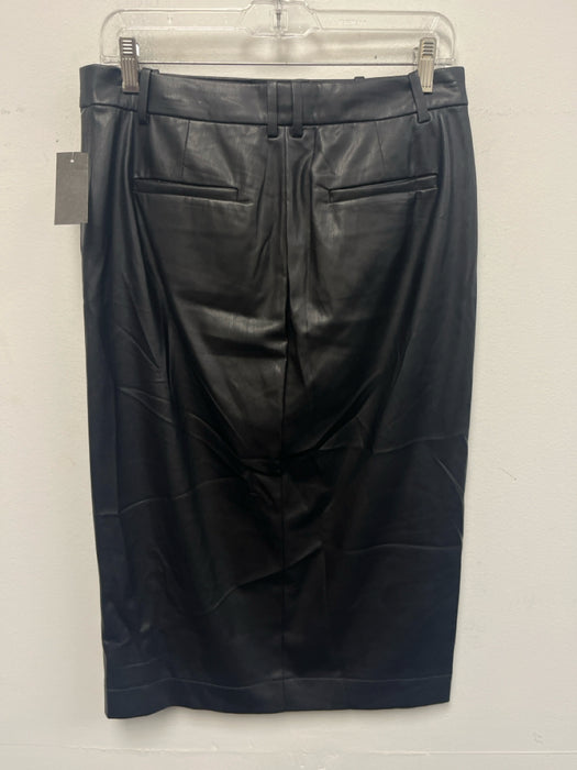 J Crew Size 6 Black Polyurethane Faux Leather Midi Front Slit Skirt