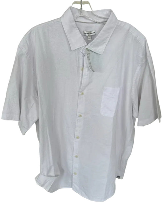 Peter Millar Size XXL White Textured Collar Button up Men's Shirt