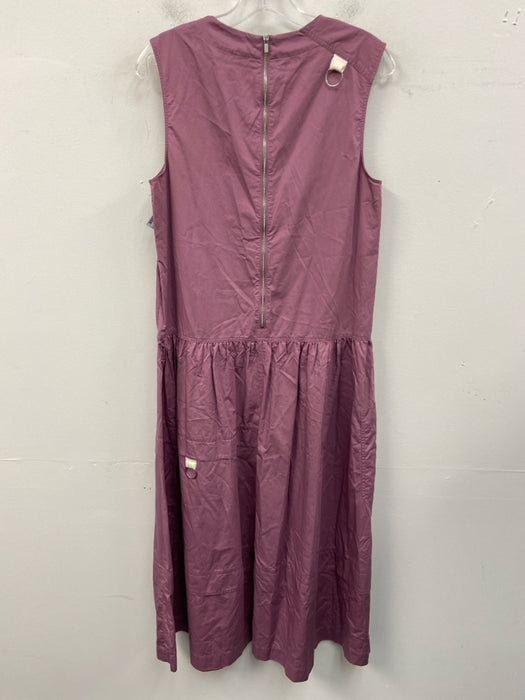 Tibi Size 2 Purple Cotton Sleeveless Cinch Waist Back Zip Pockets Dress