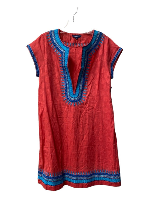 Sulu Size M Pink & blue Cap Sleeve Embroider Detailing V Neck Knee length Dress Pink & blue / M