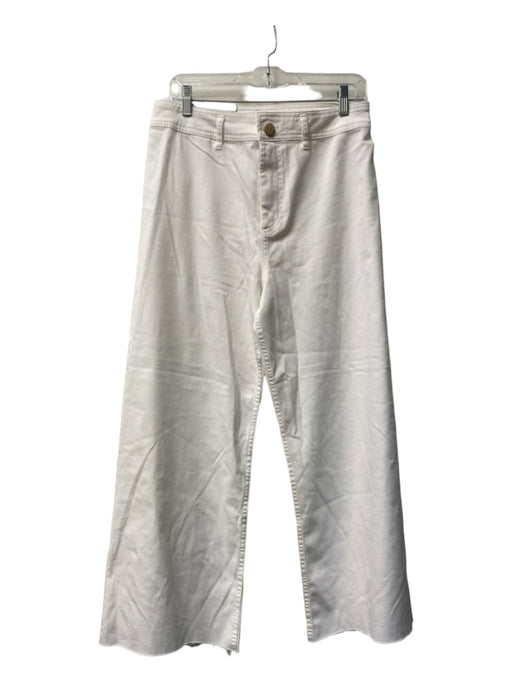 Antonio Melani Size 10 White Cotton Wide Leg High Waist Zip Fly Pants White / 10