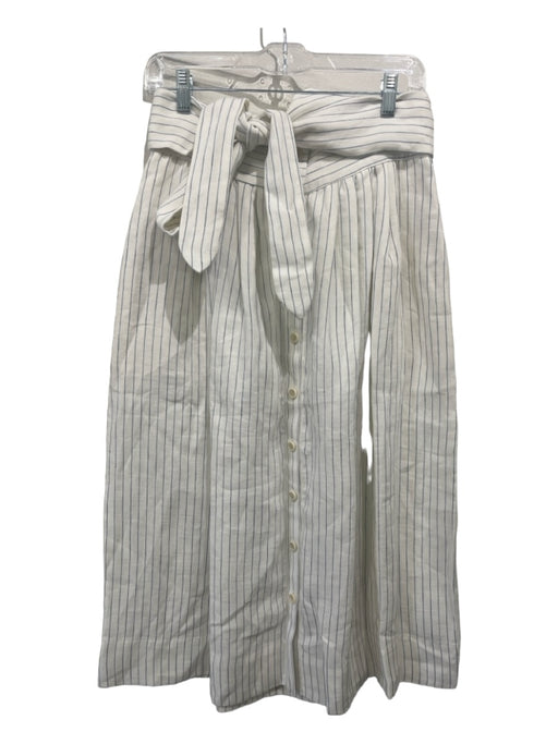 Sea New York Size 8 Cream & Blue Linen & Cotton Button Up Striped Skirt Cream & Blue / 8