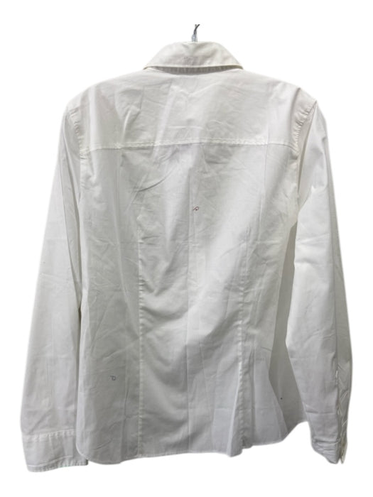 J Crew Size L White Cotton Button Up Collar Long Sleeve Darted Top White / L