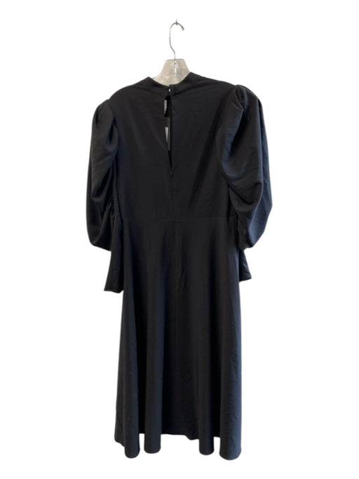 aggie Size Est M/L Black Viscose & Polyester Ruched Sleeves Back Zip Dress Black / Est M/L