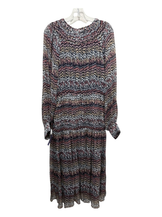 Joie Size M Pink, White, Multi Polyester Abstract Print Long Sleeve V Neck Dress Pink, White, Multi / M