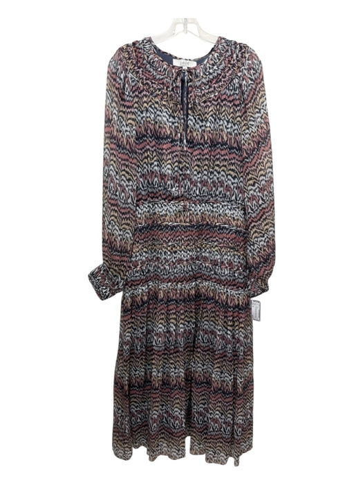 Joie Size M Pink, White, Multi Polyester Abstract Print Long Sleeve V Neck Dress Pink, White, Multi / M