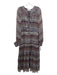 Joie Size M Pink, White, Multi Polyester Abstract Print Long Sleeve V Neck Dress Pink, White, Multi / M