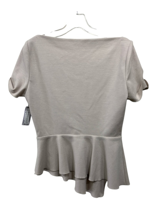 Elie Tahari Size M Taupe Beige Wool & Nylon Blend Short Sleeve Boat Neck Top Taupe Beige / M