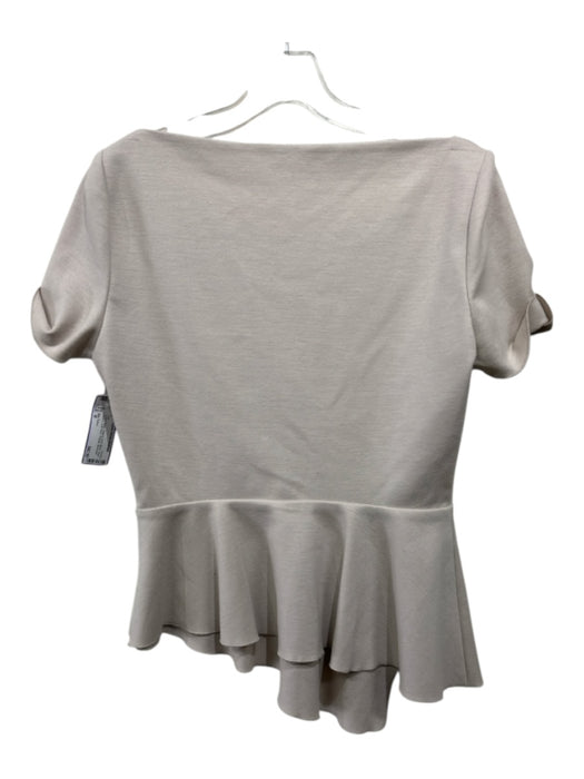 Elie Tahari Size M Taupe Beige Wool & Nylon Blend Short Sleeve Boat Neck Top Taupe Beige / M