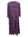 Banjanan Size M Blue, Orange & Pink Cotton Long Balloon Sleeve Floral Dress Blue, Orange & Pink / M