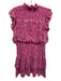 Aqua Size Large Hot pink Polyester Blend Ruffle Cap Sleeve Floral Tiered Dress Hot pink / Large