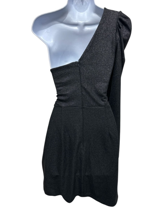 Aqua Size Est M Black One Long Sleeve Metallic Thread Puff Sleeve Dress Black / Est M