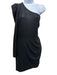 Aqua Size Est M Black One Long Sleeve Metallic Thread Puff Sleeve Dress Black / Est M