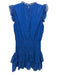 TCEC Size Large Blue, Purple, Black Polyester Cap Ruffle Sleeve Tiered Dress Blue, Purple, Black / Large