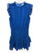 TCEC Size Large Blue, Purple, Black Polyester Cap Ruffle Sleeve Tiered Dress Blue, Purple, Black / Large