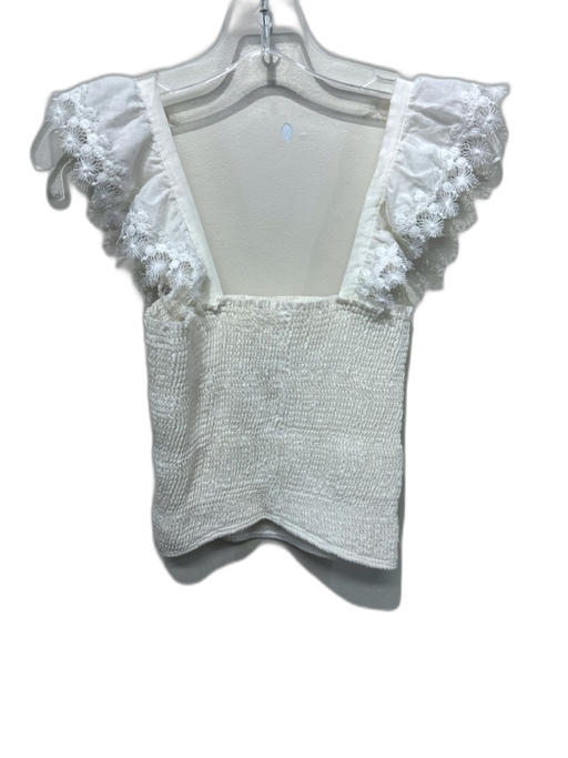 Peixoto Size Large Cream White Cotton Sleeveless Lace Smocked Tiered Skirt Set Cream White / Large