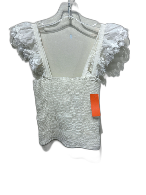Peixoto Size Large Cream White Cotton Sleeveless Lace Smocked Tiered Skirt Set Cream White / Large