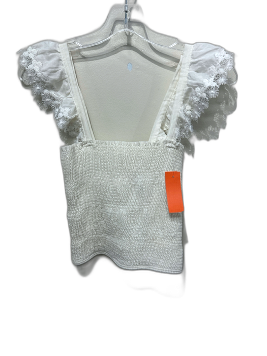 Peixoto Size Large Cream White Cotton Sleeveless Lace Smocked Tiered Skirt Set Cream White / Large