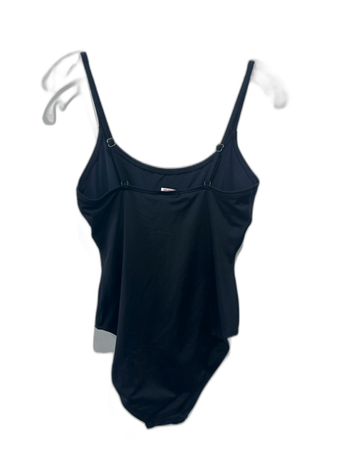 Andie Size M Black Nylon Blend Spaghetti Strap High Leg One Piece Swimsuit Black / M