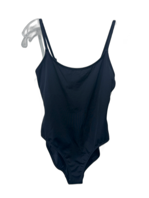 Andie Size M Black Nylon Blend Spaghetti Strap High Leg One Piece Swimsuit Black / M