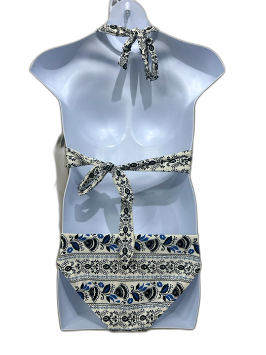 Boden Size 12 Cream White, Black & Blue Polyamide Blend floral print Swimsuit Cream White, Black & Blue / 12