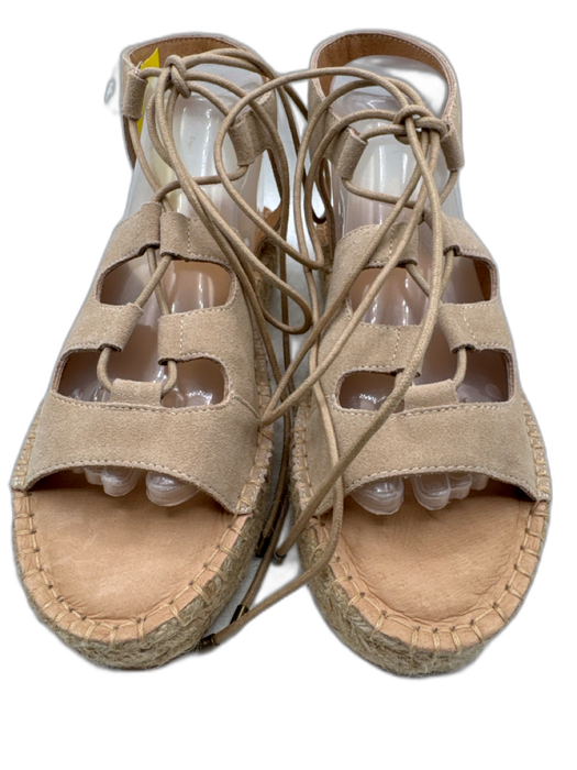 Soludos Shoe Size 9 Beige Leather Upper Suede lace up Platform Sandals Beige / 9
