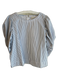 Maeve Size Medium White & Black Polyester Striped Round Neck Half Sleeve Top White & Black / Medium