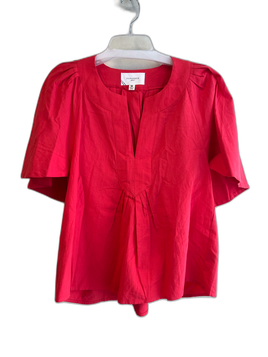 Pomander Place Size Medium Red Cotton round split neck Half Bell Sleeve Top Red / Medium