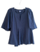 Pomander Place Size Medium Navy Cotton round split neck Half Bell Sleeve Top Navy / Medium