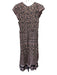Sea New York Size 10 Taupe Beige & Black Cotton Floral Stripe Cap Sleeve Dress Taupe Beige & Black / 10