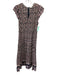 Sea New York Size 10 Taupe Beige & Black Cotton Floral Stripe Cap Sleeve Dress Taupe Beige & Black / 10