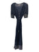Faherty Size M Navy Blue & White Viscose Short Sleeve V Neck Button Front Dress Navy Blue & White / M